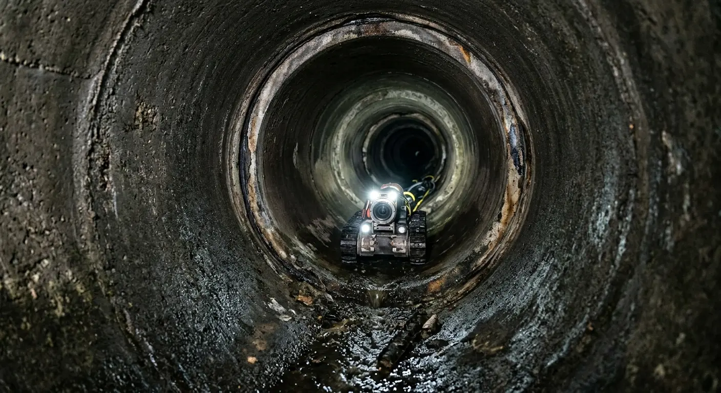 Robotic sewer camera inspecting pipe interior for Drain Snake Service in Jupiter Farms
